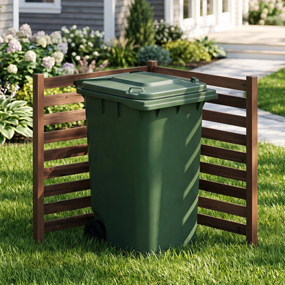 Clôture en bois pour intimité à 2 panneaux avec piquets de sol, marron