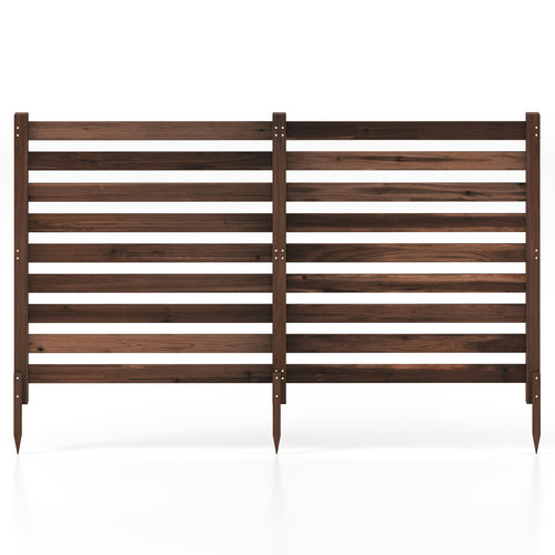 2-Panel Wood Privacy Fence with Ground Stakes, Brown