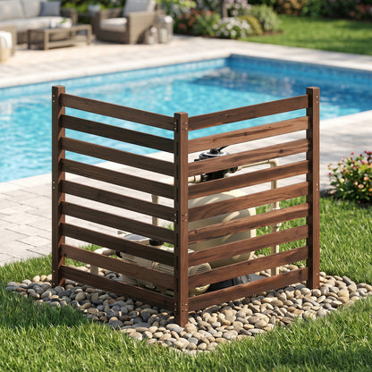 Clôture en bois pour intimité à 2 panneaux avec piquets de sol, marron