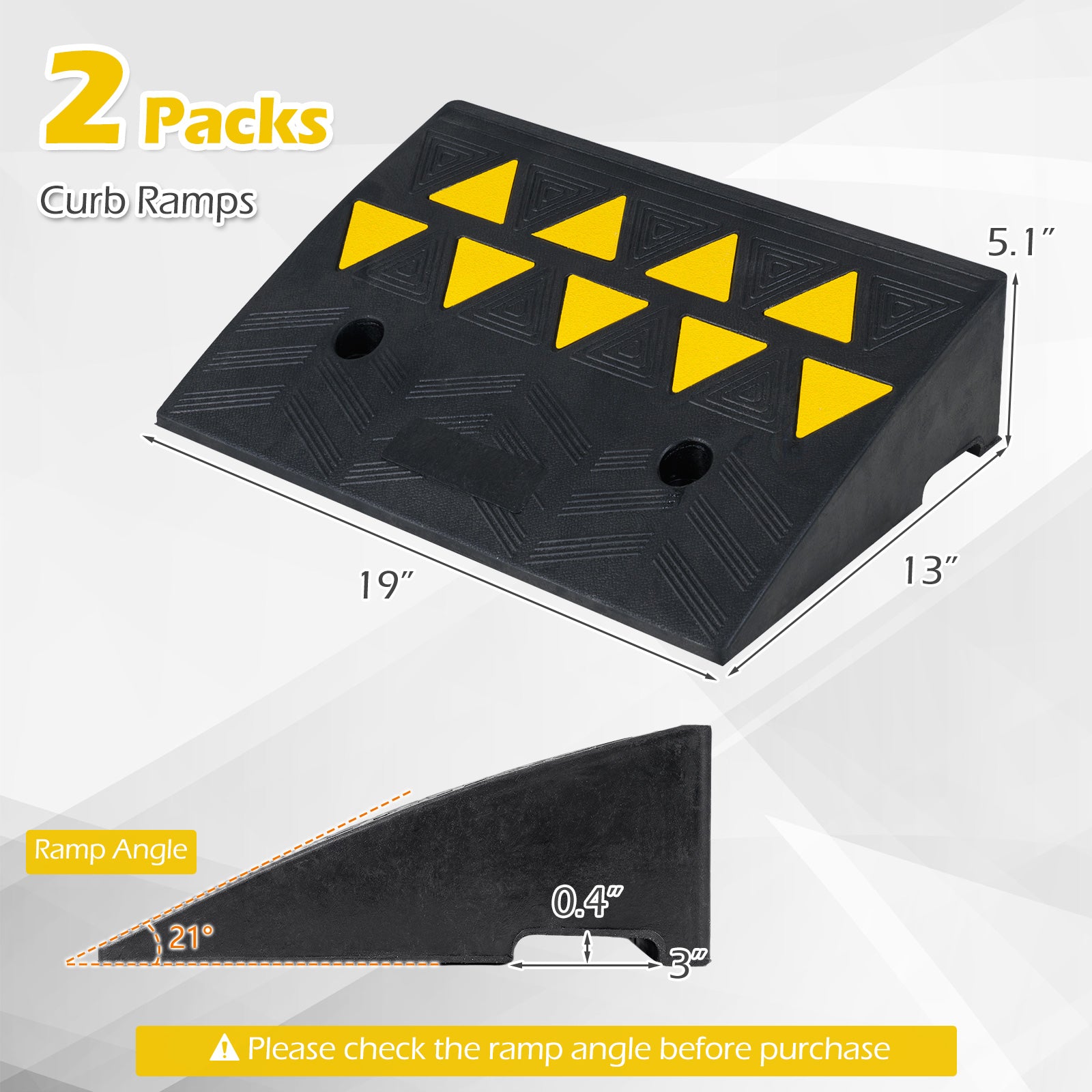 2 Driveway Threshold Ramps, 5/6 Inch Rise, Medium Trucks-S, Black Garages at Gallery Canada