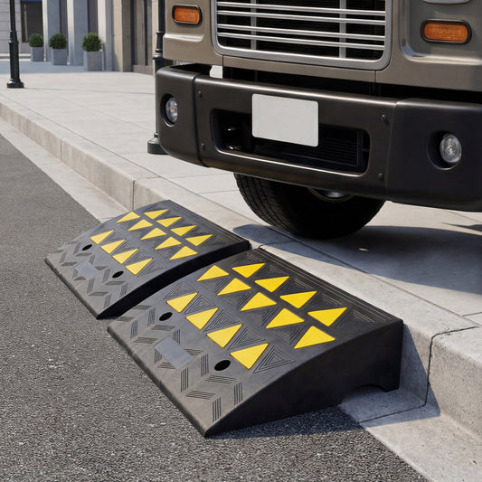 2 Pcs Driveway Threshold Ramps, 5/6 Inch Rise, Medium Trucks-M, Black Garages Black at Gallery Canada