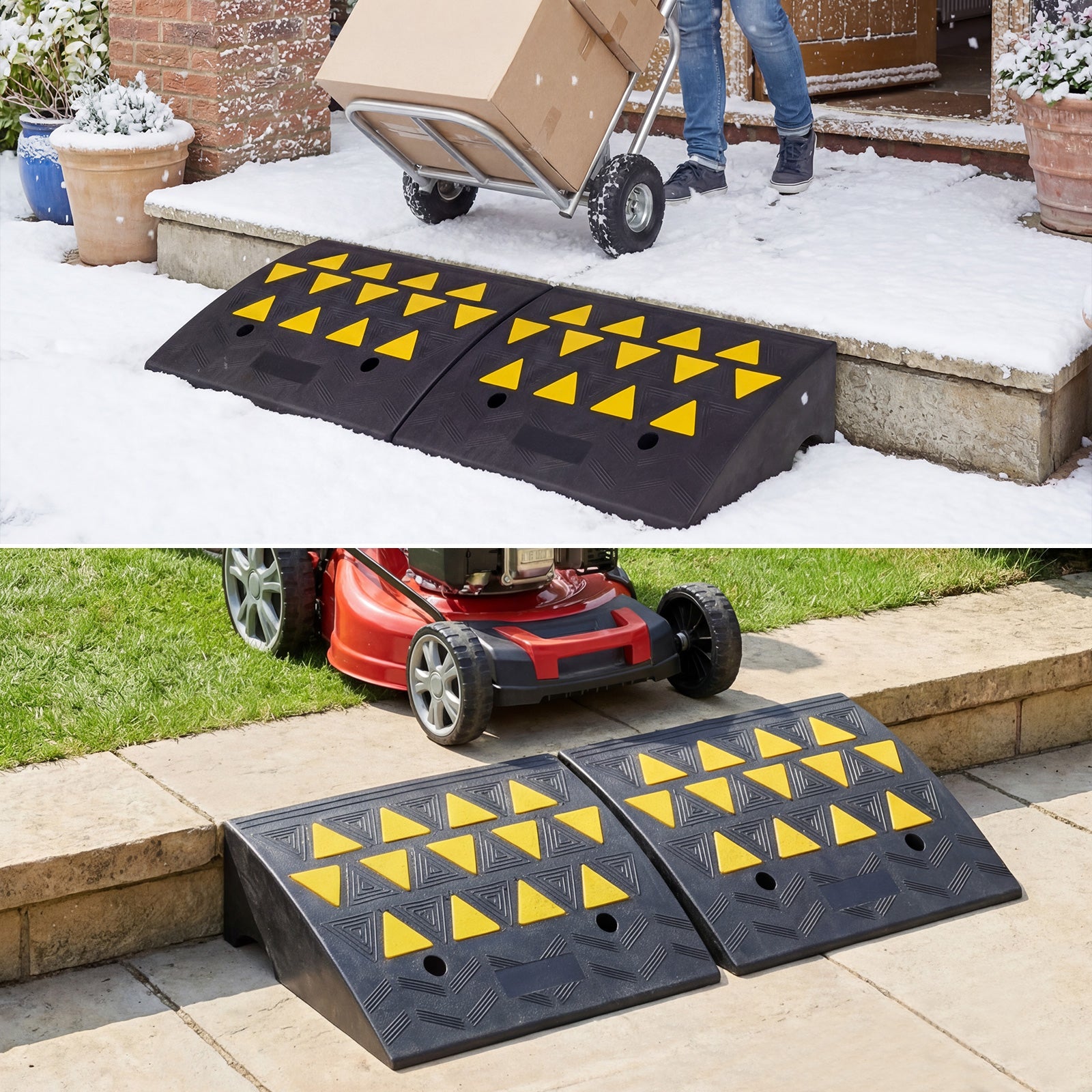 2 Pcs Driveway Threshold Ramps, 5/6 Inch Rise, Medium Trucks-M, Black Garages at Gallery Canada