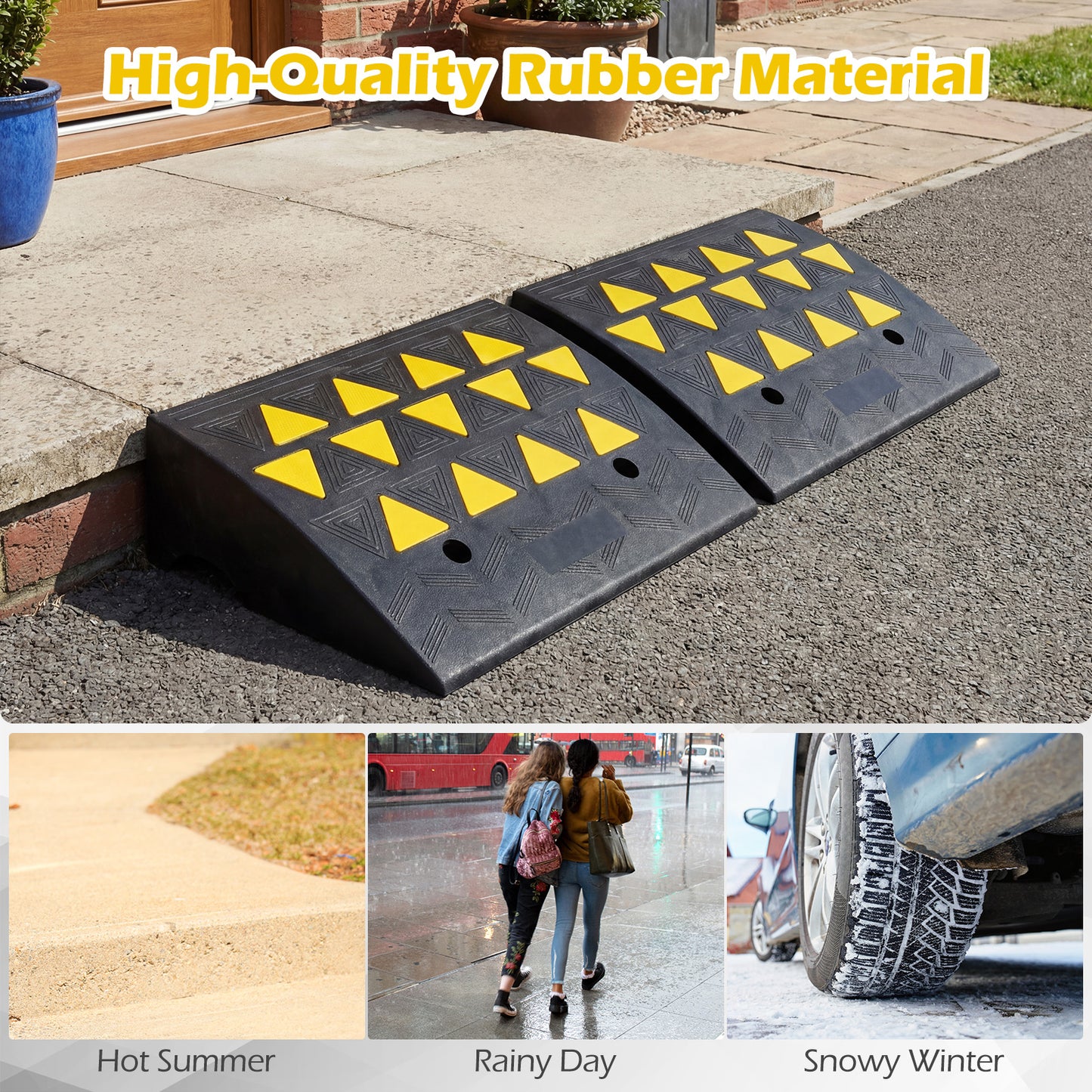 2 Pcs Driveway Threshold Ramps, 5/6 Inch Rise, Medium Trucks-M, Black Garages at Gallery Canada