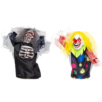 2 Pcs Halloween Animatronic Clown Reaper Tabletop Decor