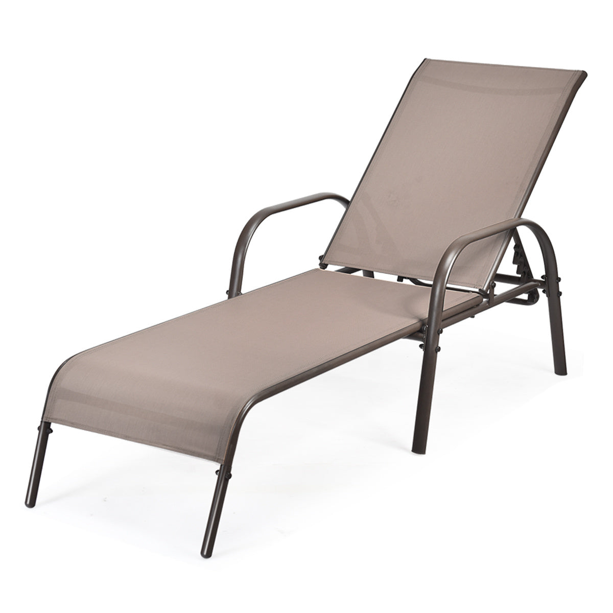 Outdoor Patio Lounge Chair, Adjustable Reclining Armrest, Brown Outdoor Chaise Lounges at Gallery Canada