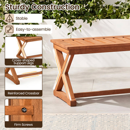 44" Solid Wood Outdoor Bench, 2-Person, Piece, 2