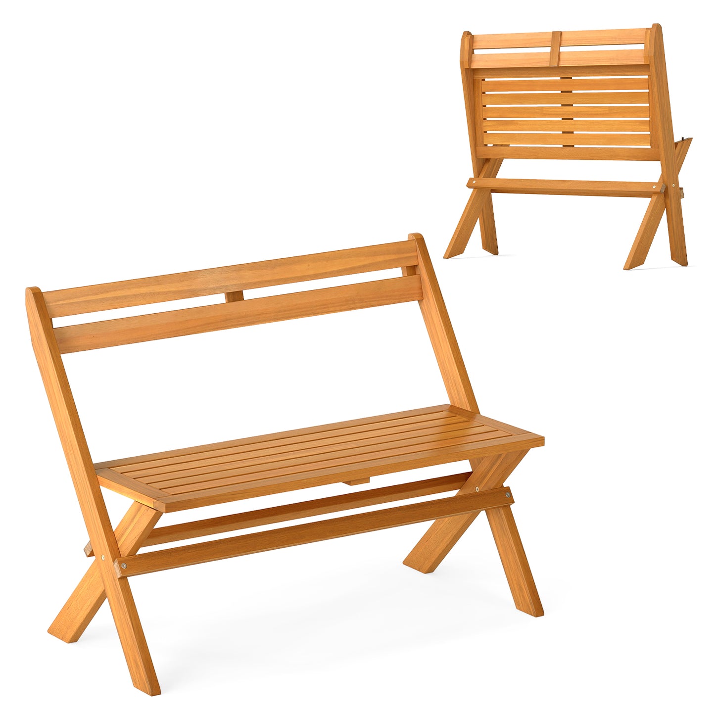 2-Person Acacia Wood Patio Garden Bench with 800 lbs Capacity Outdoor Benches at Gallery Canada
