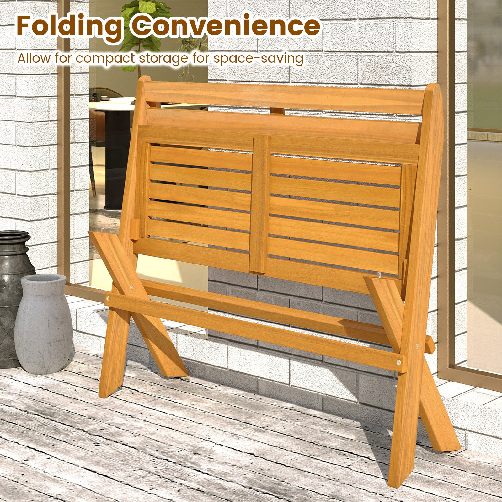2-Person Acacia Wood Patio Garden Bench with 800 lbs Capacity Outdoor Benches at Gallery Canada