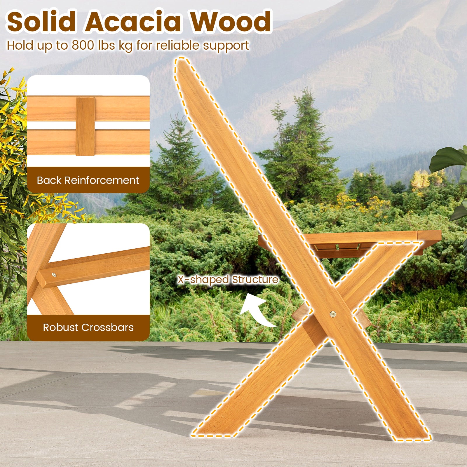 2-Person Acacia Wood Patio Garden Bench with 800 lbs Capacity Outdoor Benches at Gallery Canada