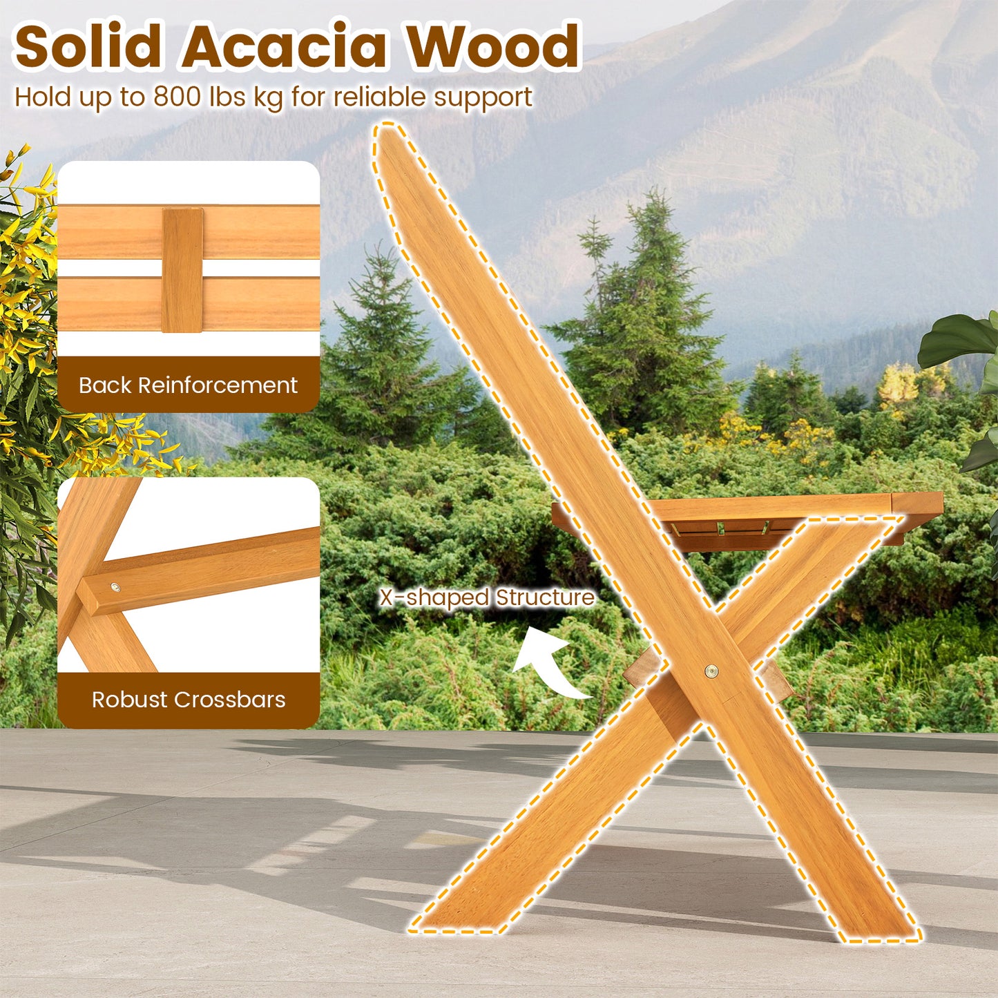 2-Person Acacia Wood Patio Garden Bench with 800 lbs Capacity Outdoor Benches at Gallery Canada