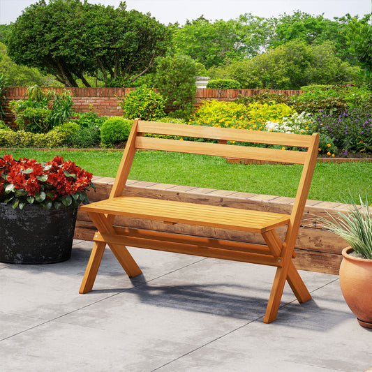 2-Person Acacia Wood Patio Garden Bench with 800 lbs Capacity Outdoor Benches Options at Gallery Canada