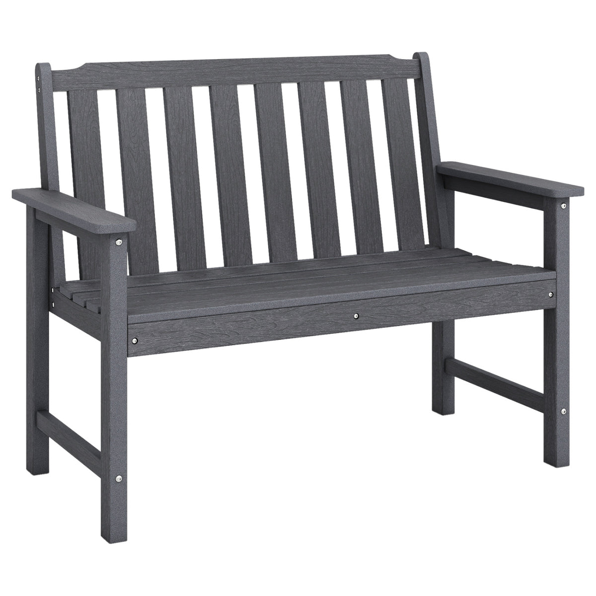 2-Person HDPE Outdoor Garden Bench, Gray