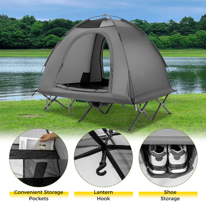 2-Person Camping Cot Tent Foldable Off-Ground Camping Combo for Adults-Grey, Gray Tents at Gallery Canada
