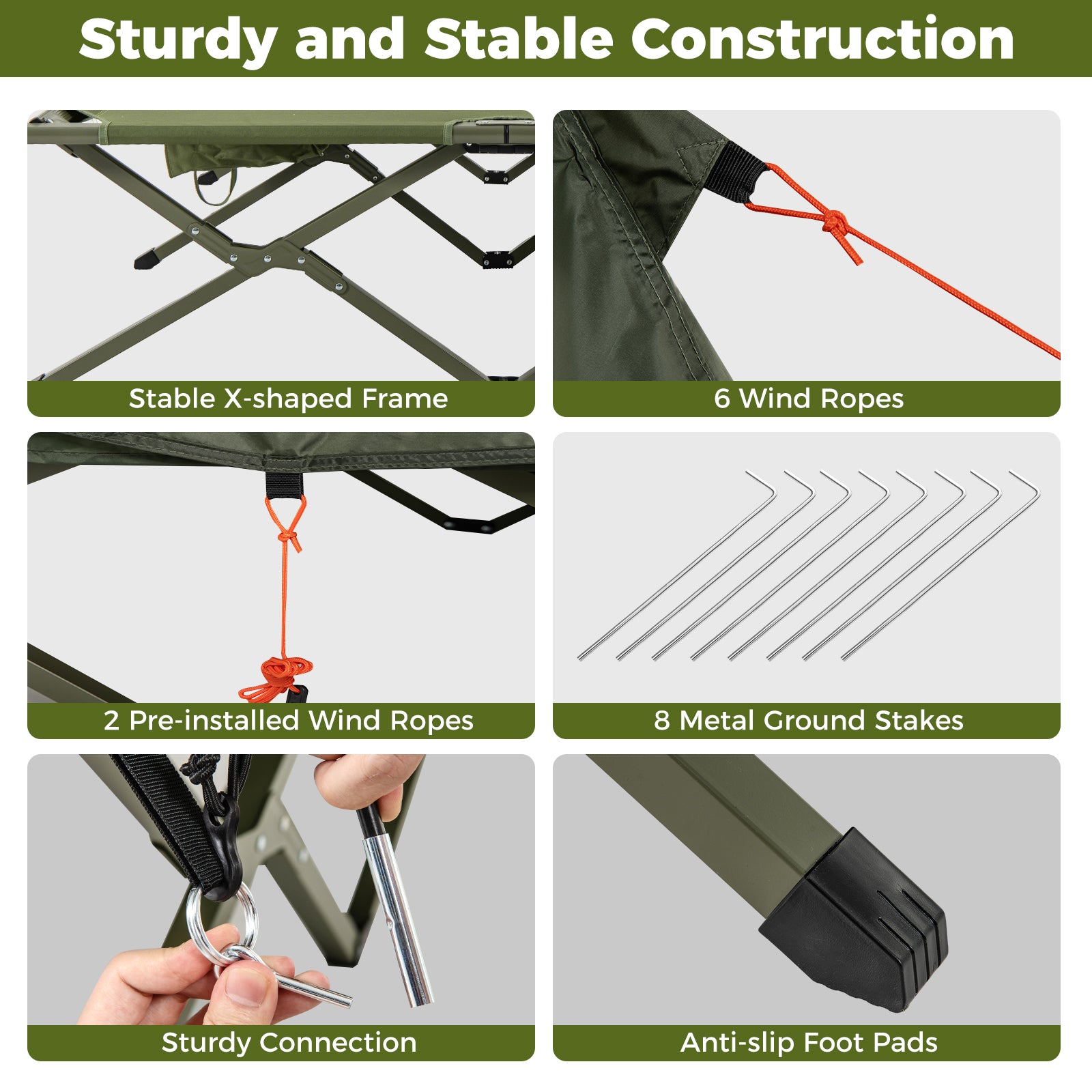 2-Person Camping Cot Tent Foldable Off-Ground Camping Combo for Adults, Green Tents at Gallery Canada