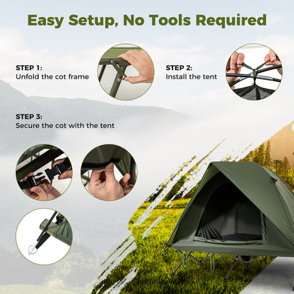 2-Person Camping Cot Tent Foldable Off-Ground Camping Combo for Adults, Green Tents at Gallery Canada