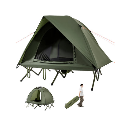 2-Person Camping Cot Tent, Foldable Off-Ground Combo, Green Tents Green at Gallery Canada