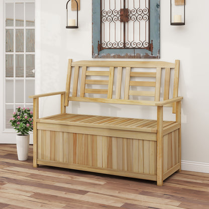 2-Person Garden Bench with 49 Gal Storage Bench and Backrest﻿, Natural Outdoor Benches at Gallery Canada