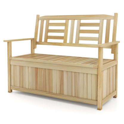 2-Person Garden Bench with 49 Gal Storage Bench and Backrest﻿, Natural Outdoor Benches Natural at Gallery Canada