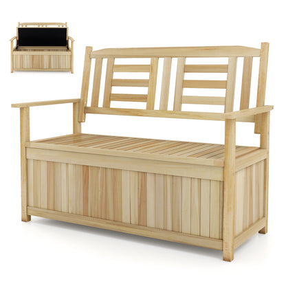2-Person Garden Bench with 49 Gal Storage Bench and Backrest﻿, Natural Outdoor Benches at Gallery Canada