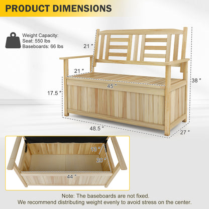 2-Person Garden Bench with 49 Gal Storage Bench and Backrest﻿, Natural Outdoor Benches at Gallery Canada
