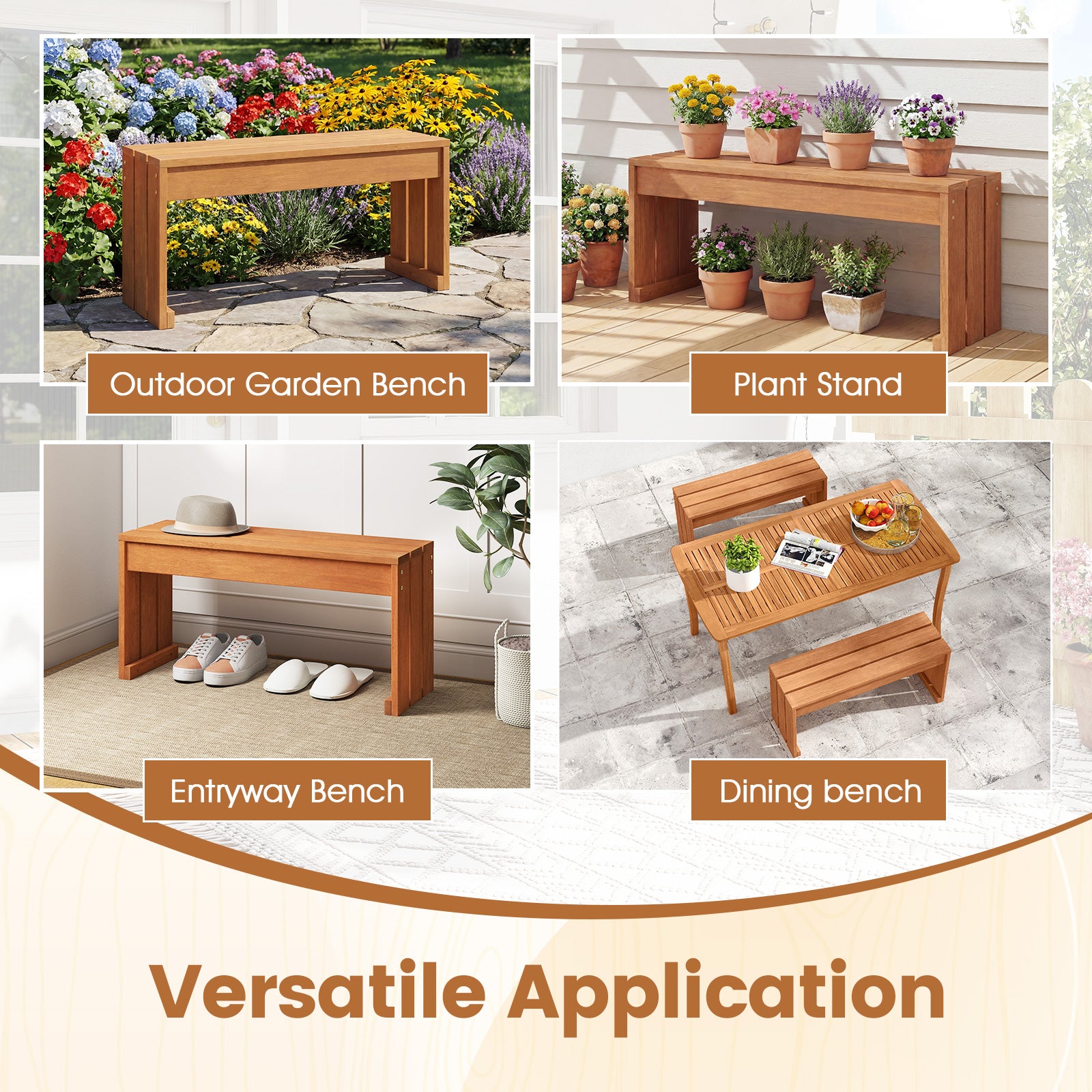 2-Person Outdoor Garden Bench, Solid Wooden Frame Outdoor Benches at Gallery Canada