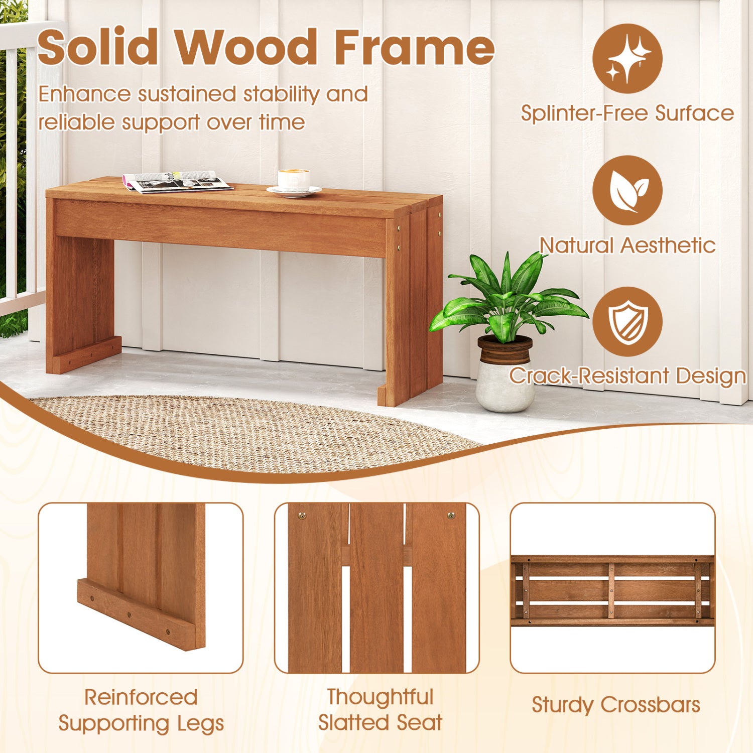 2-Person Outdoor Garden Bench, Solid Wooden Frame Outdoor Benches at Gallery Canada