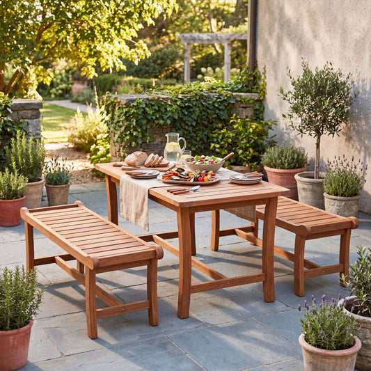 2-Person Outdoor Wood Bench with Slatted Seat and Raised Edges-Set of 2 Outdoor Benches Orange at Gallery Canada