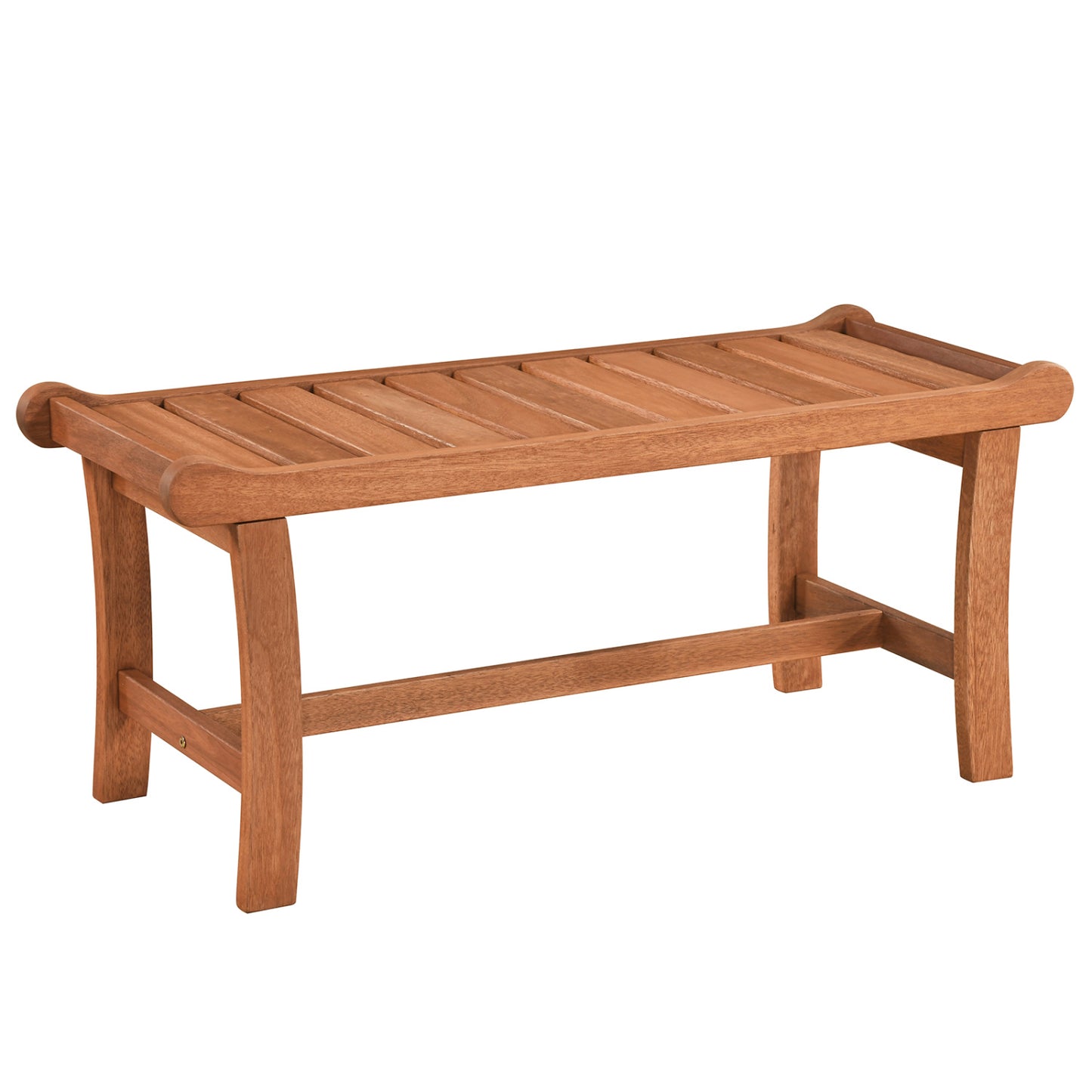 2-Person Outdoor Wood Bench with Slatted Seat and Raised Edges-1 Piece Outdoor Benches Orange at Gallery Canada