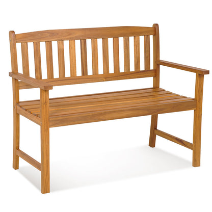 2-Person Acacia Wood Bench, Natural Outdoor Benches at Gallery Canada