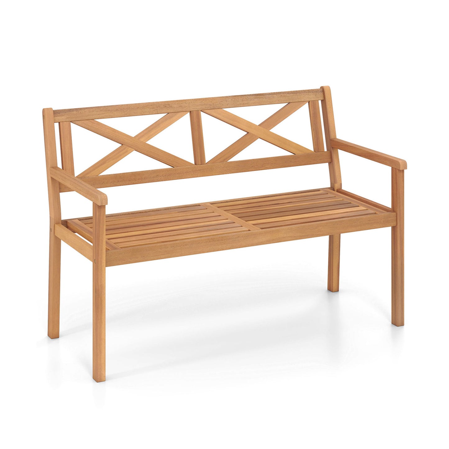2-Person Patio Acacia Wood Chair with Armrests, Teak Outdoor Benches at Gallery Canada