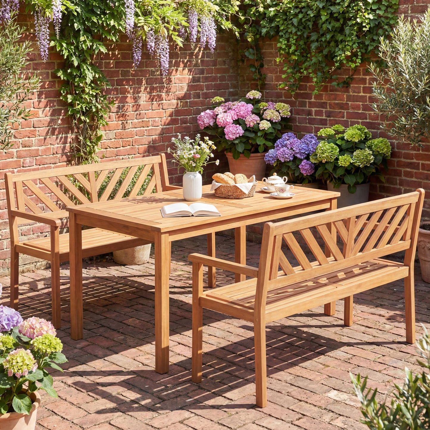 2-Person Patio Acacia Wood Garden Chair, Teak Outdoor Benches at Gallery Canada