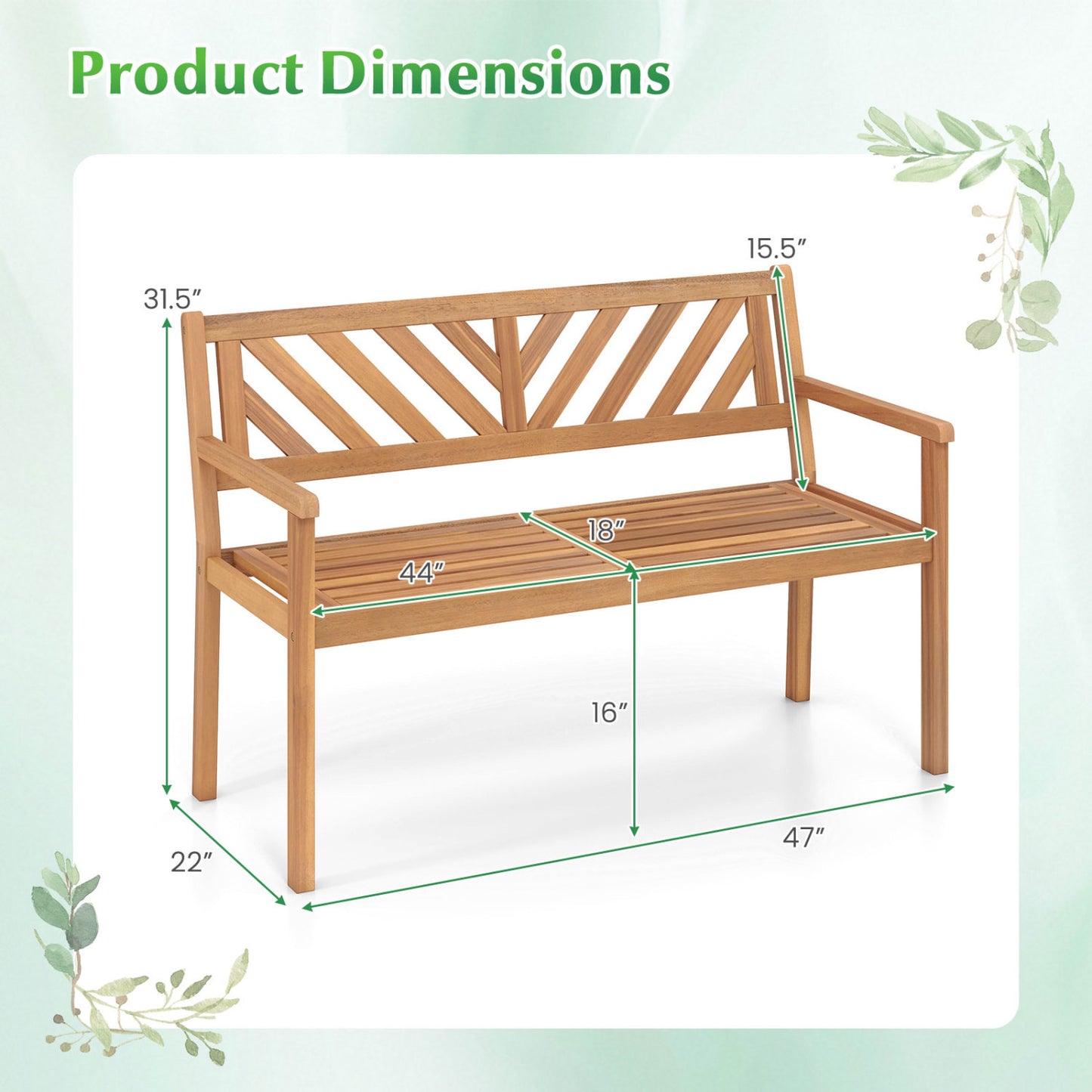 2-Person Patio Acacia Wood Garden Chair, Teak Outdoor Benches at Gallery Canada