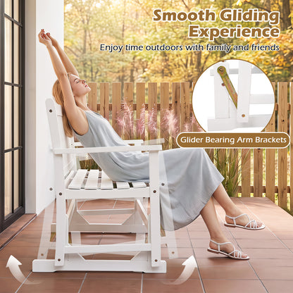 Chaise à bascule en bois d'acacia pour 2 personnes avec accoudoirs, blanc