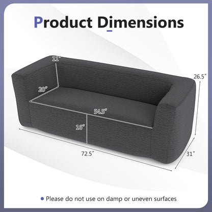 2-Person Portable Blow Up Sofa with Detachable Cover, Gray