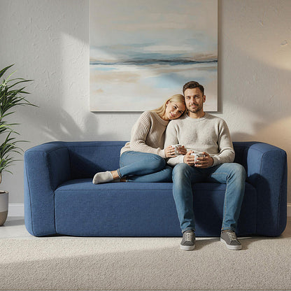 2-Person Portable Blow Up Sofa with Detachable Cover, Blue