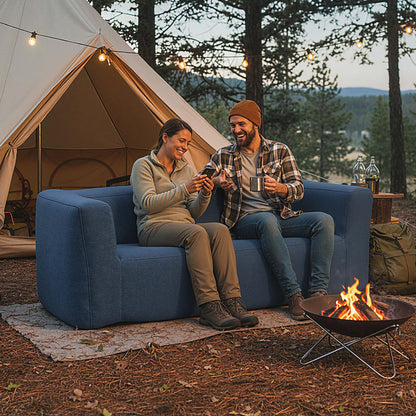 2-Person Portable Blow Up Sofa with Detachable Cover, Blue