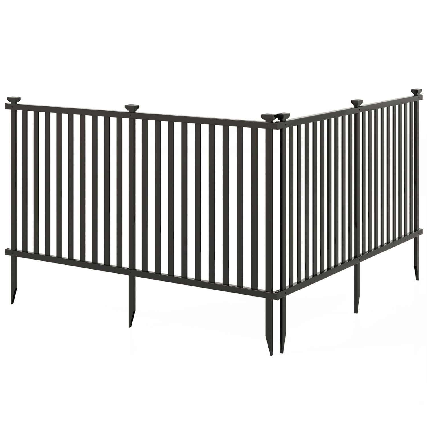 80 x 51 Inch Vinyl Picket Fence, 2 Piece Garden, Black Decorative Fencing & Flooring Black at Gallery Canada