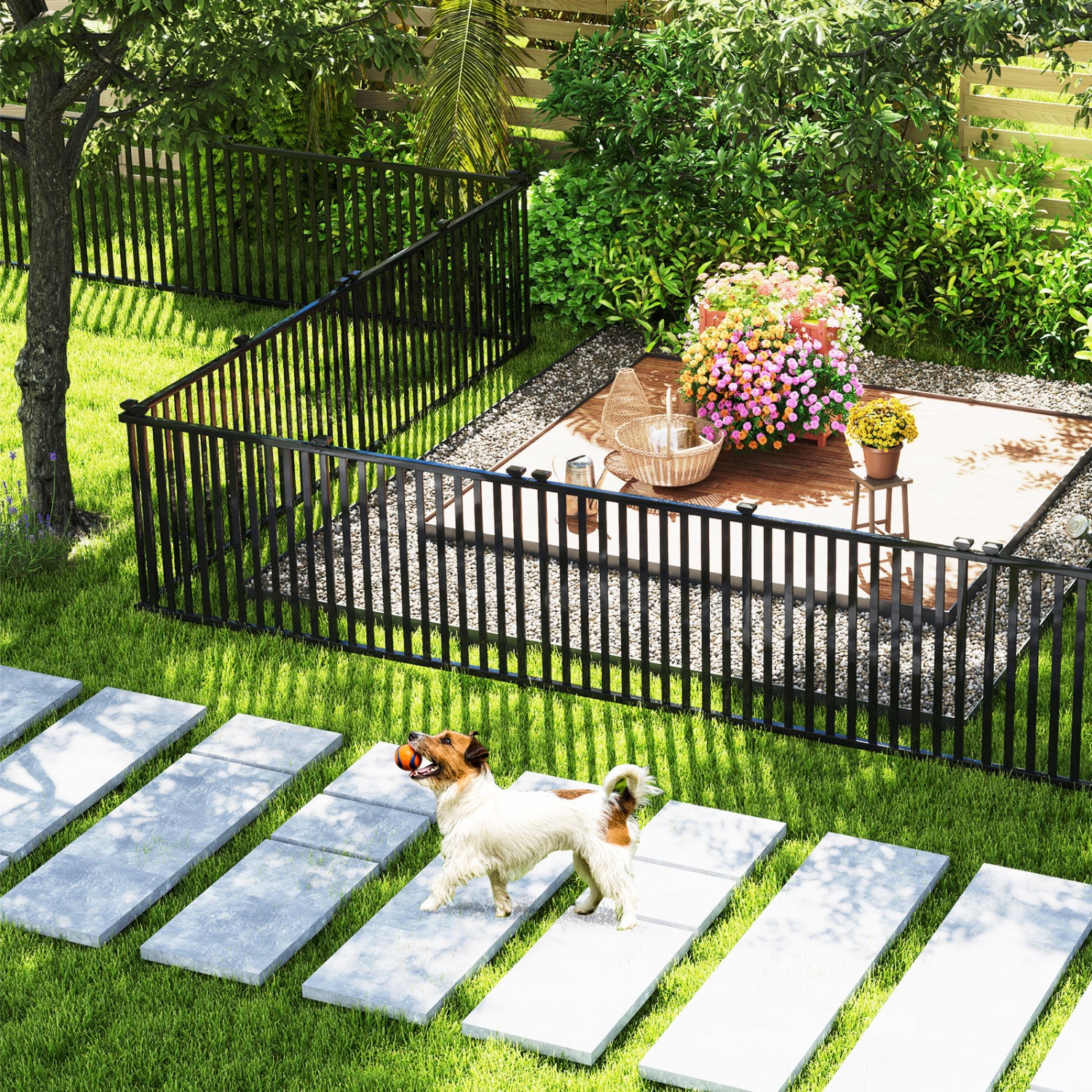 80 x 51 Inch Vinyl Picket Fence, 2 Piece Garden, Black Decorative Fencing & Flooring at Gallery Canada