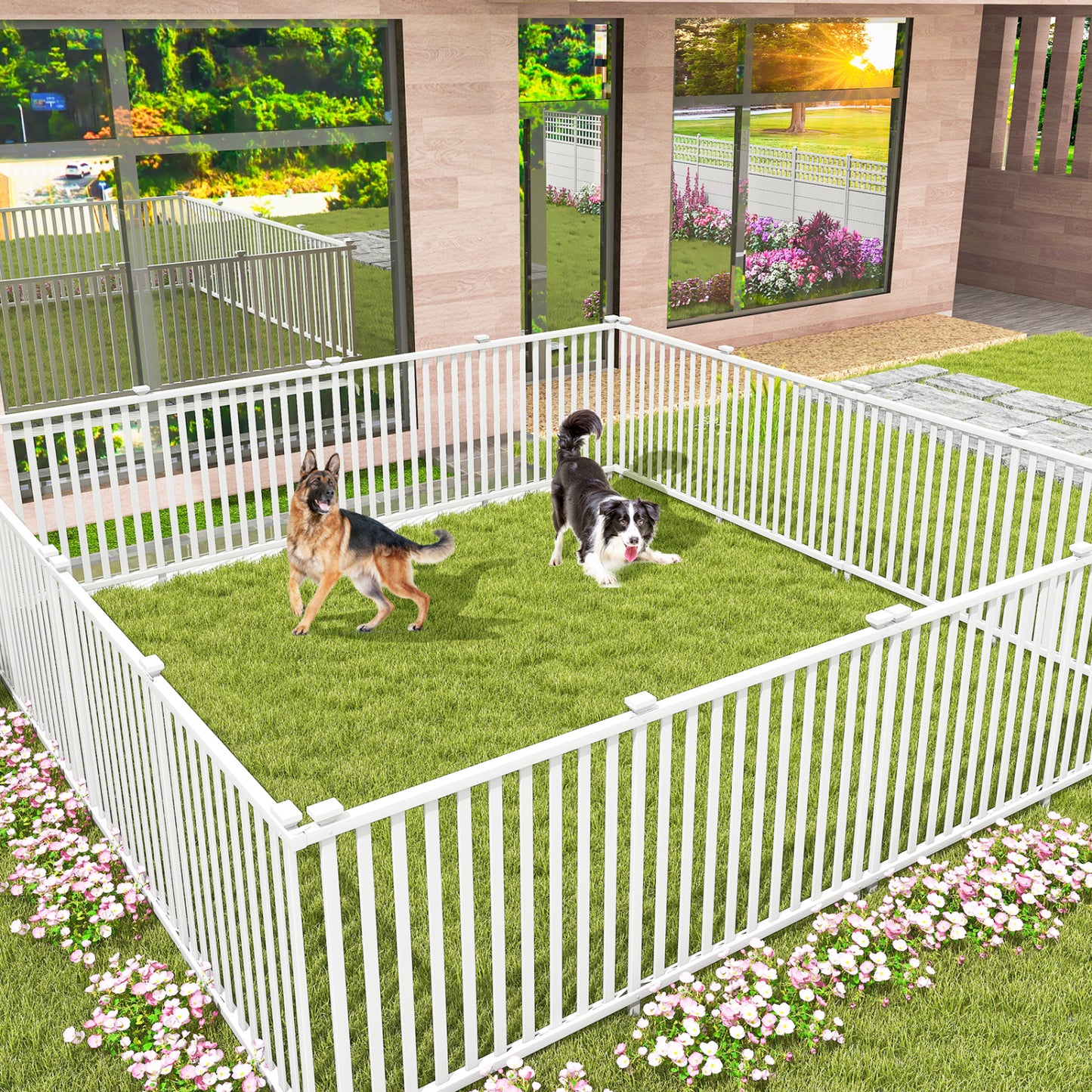 2 Piece 80 x 51 Inch Vinyl Picket Fence, Garden Fence, White Decorative Fencing & Flooring at Gallery Canada