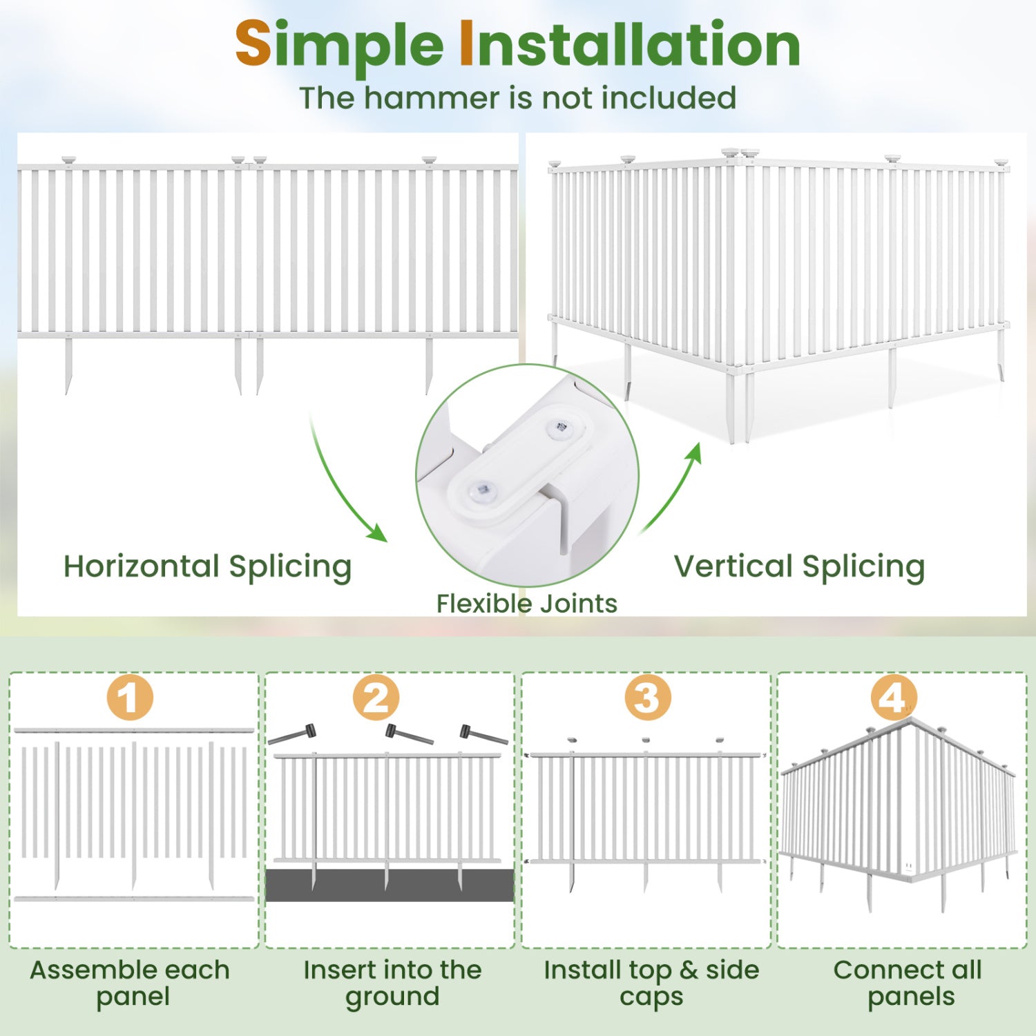2 Piece 80 x 51 Inch Vinyl Picket Fence, Garden Fence, White Decorative Fencing & Flooring at Gallery Canada