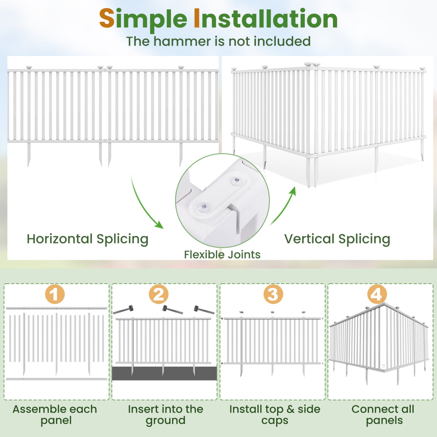 2 Piece 80 x 51 Inch Vinyl Picket Fence, Garden Fence, White Decorative Fencing & Flooring at Gallery Canada