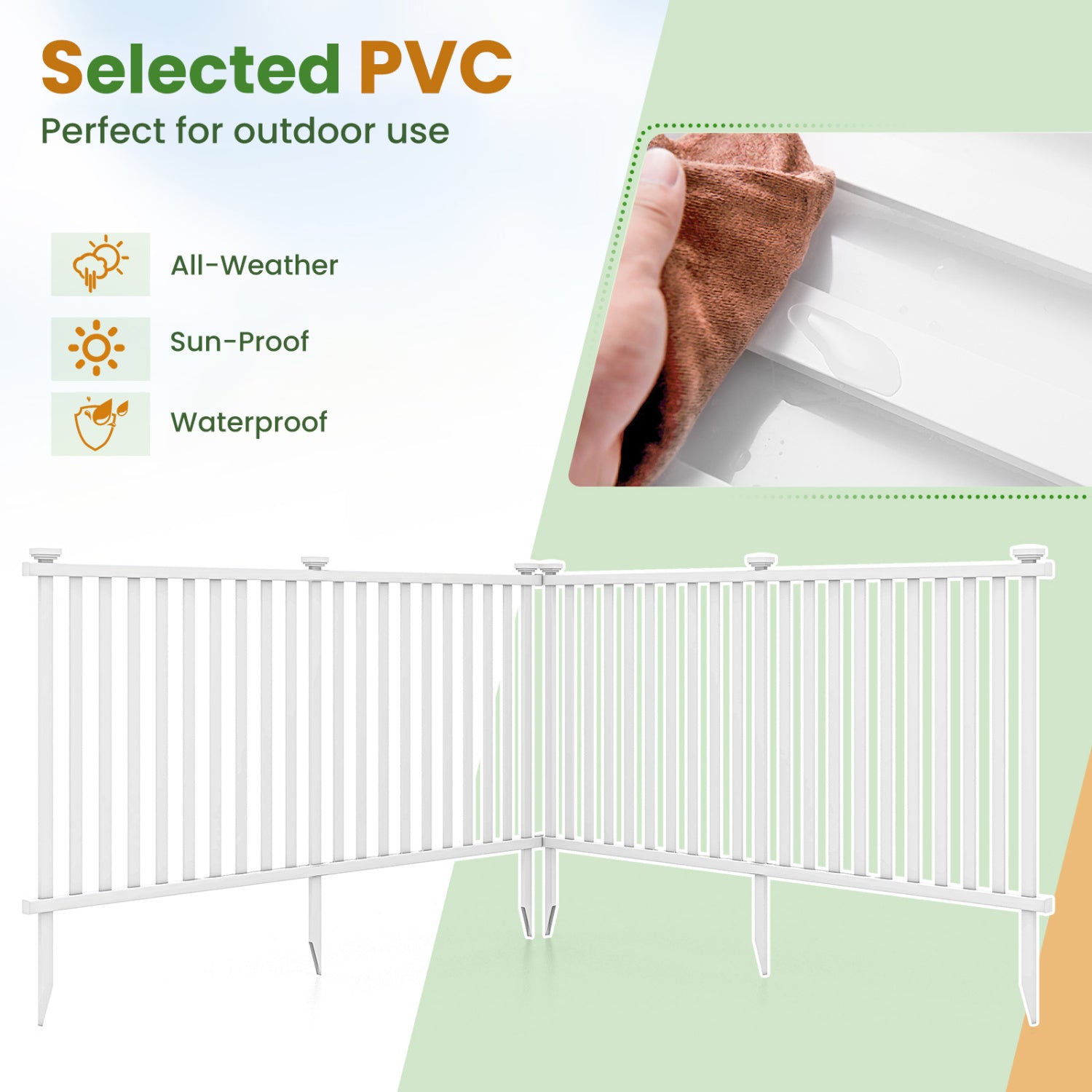 2 Piece 80 x 51 Inch Vinyl Picket Fence, Garden Fence, White Decorative Fencing & Flooring at Gallery Canada