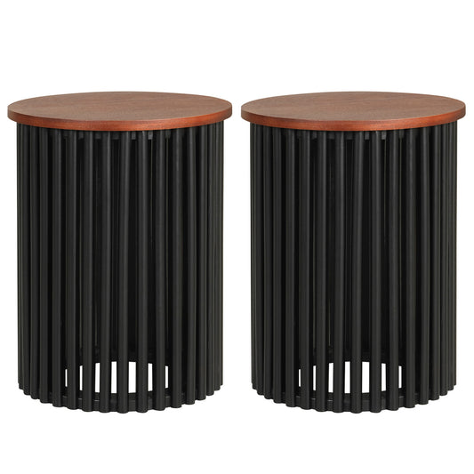 Elegant Round Acacia Wood Coffee Table, Walnut Coffee Tables Walnut at Gallery Canada