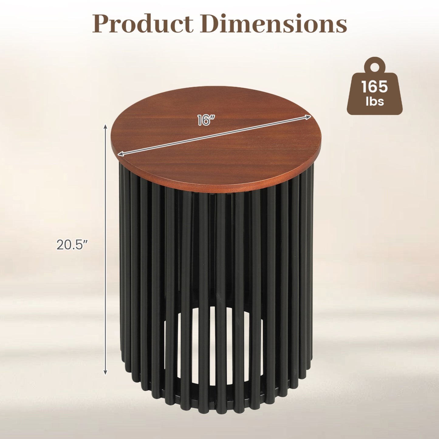Elegant Round Acacia Wood Coffee Table, Walnut