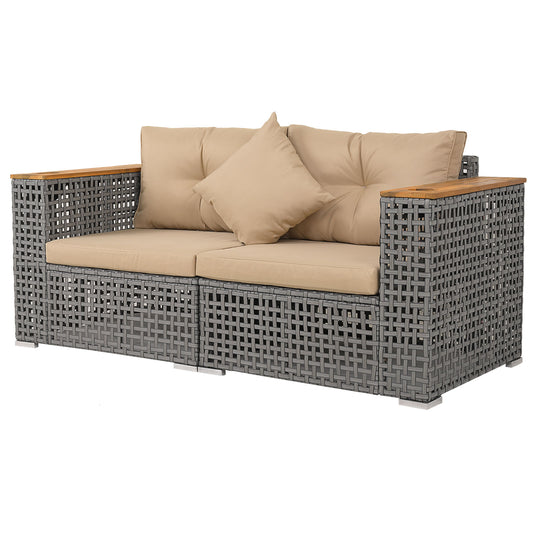 2-Piece Patio Corner Sofa Set, Thick Cushions, Beige Outdoor Sectionals Beige at Gallery Canada