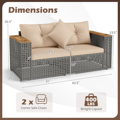 2-Piece Patio Corner Sofa Set, Thick Cushions, Beige Outdoor Sectionals at Gallery Canada