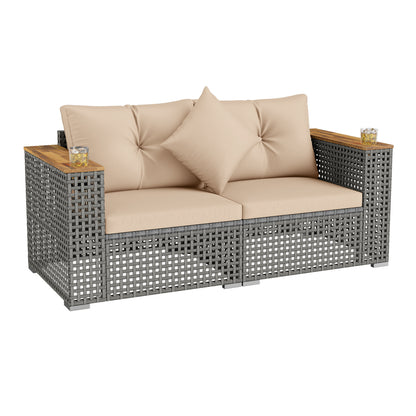 2-Piece Patio Corner Sofa Set, Thick Cushions, Beige Outdoor Sectionals at Gallery Canada