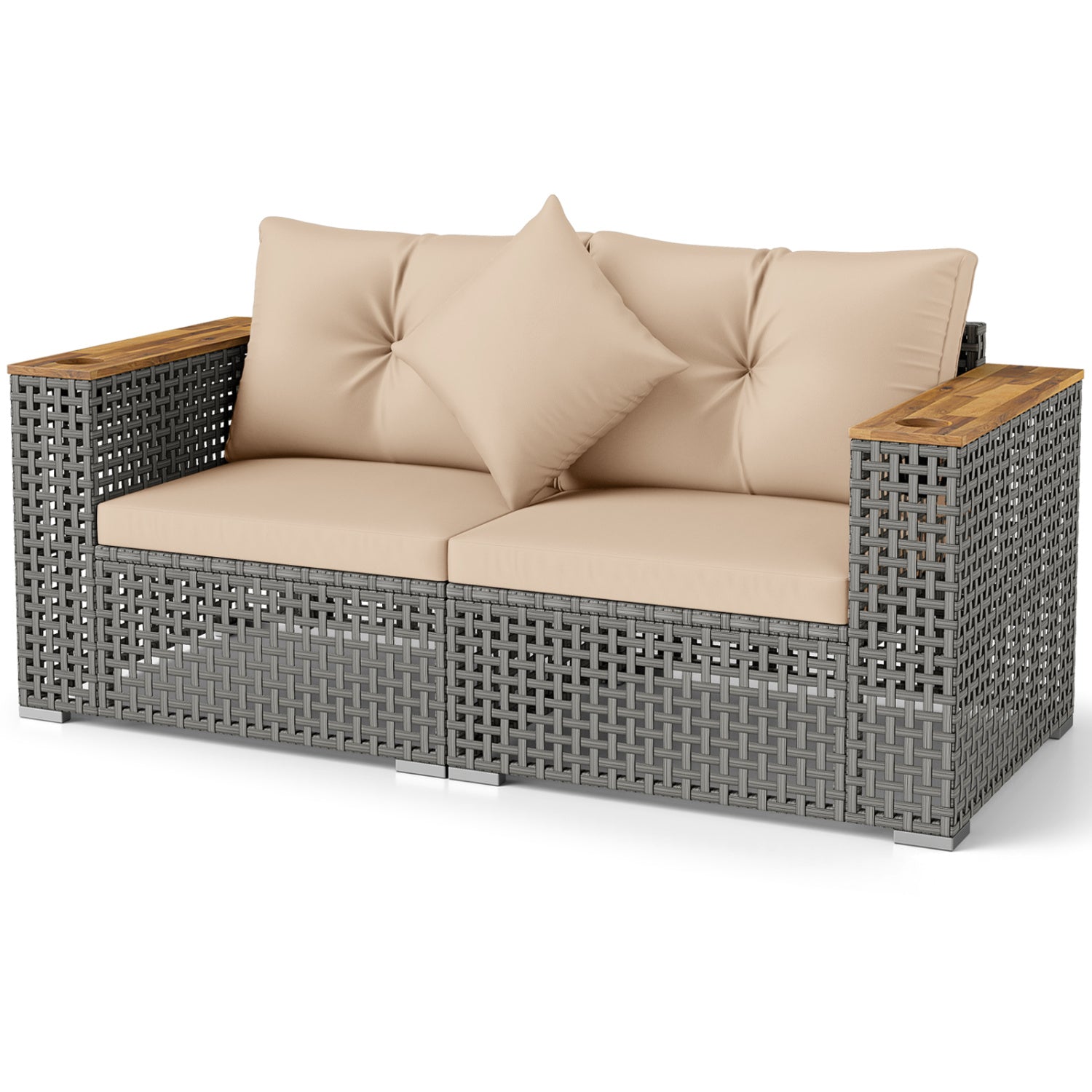 2-Piece Patio Corner Sofa Set, Thick Cushions, Beige Outdoor Sectionals at Gallery Canada