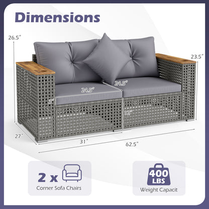 2-Piece Patio Corner Sofa Set, Thick Cushions, Gray Outdoor Sectionals at Gallery Canada