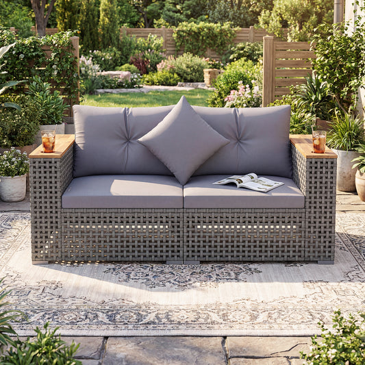 2-Piece Patio Corner Sofa Set, Thick Cushions, Gray Outdoor Sectionals Gray at Gallery Canada